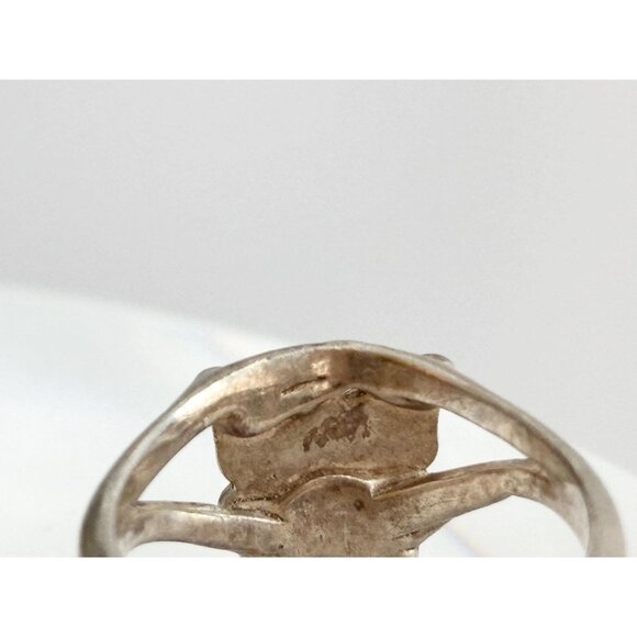 Crushed Turquoise & Coral Butterffly 925 Vintage Mexican Inspired Ring - sz 4.25 - Picture 4 of 9